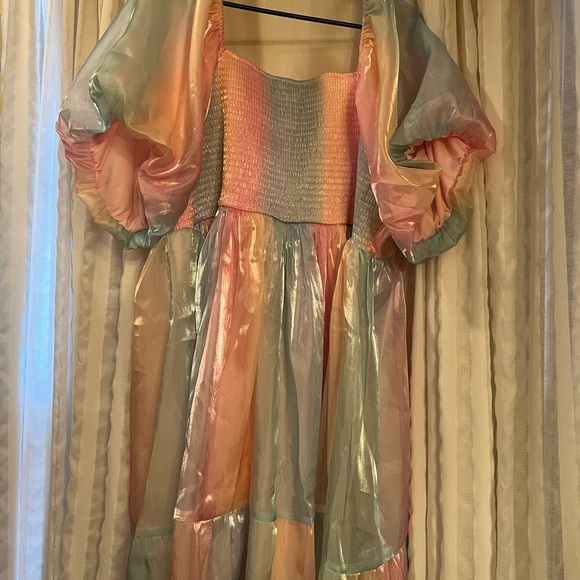 Iridescent Puff Sleeve Mini Dress - Picture 2 of 5